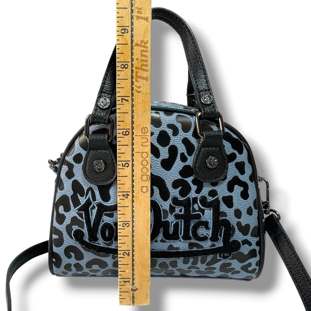 Von Dutch Blue Cheetah Blueberry Crush Mini Bowling Bag Y2K Style Vegan Crossbod - Picture 9 of 16